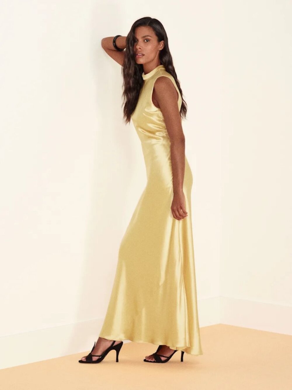 Reformation Yian Silk Dress Yellow - Size S